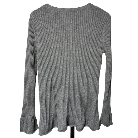 Halogen Gray Boho Sweater XL Bell Sleeves Soft Ribbed Cozy Pullover Cottagecore - Picture 2 of 5